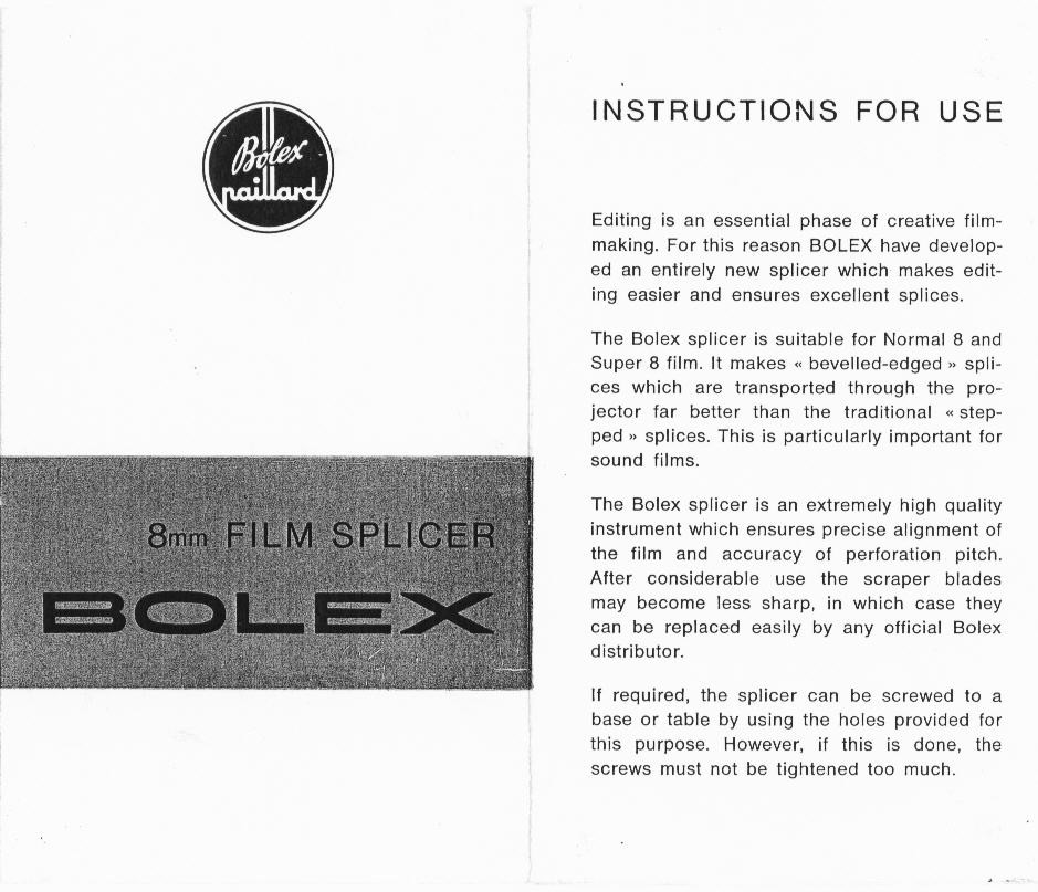 Bolex 8mm Film Splicer (cement)